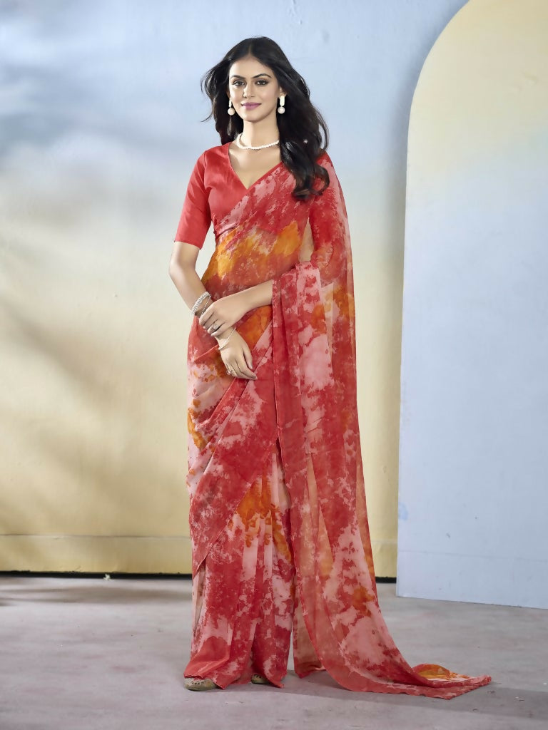 Maroon Georgette Designer Printed Ready to Wear Saree - Samyana | Swadesiicart