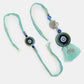 NVR Women & Men Set of 2 Blue Evil Eye & Beaded Bhaiya Bhabi Rakhi With Roli Chawal & Chocolate | Swadesiicart