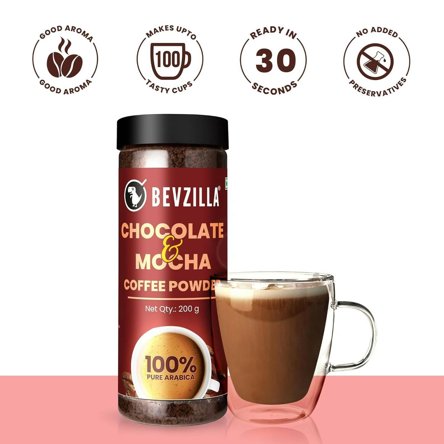 Bevzilla Chocolate & Mocha Coffee Powder 100% Pure Arabica | Swadesiicart