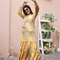 Mustard Crepe Foil Printed Long Dress - Michan | Swadesiicart