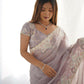 Vamsee Inaya Lavender Silky Crush Saree - Swadesiicart