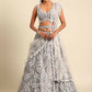 House of Panchhi Grey Organza Sequins & Zarkan embroidery Lehenga choli & Dupatta | Swadesiicart