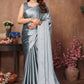 Aafreen Partywear Designer Grey Rangoli Silk Fancy Saree