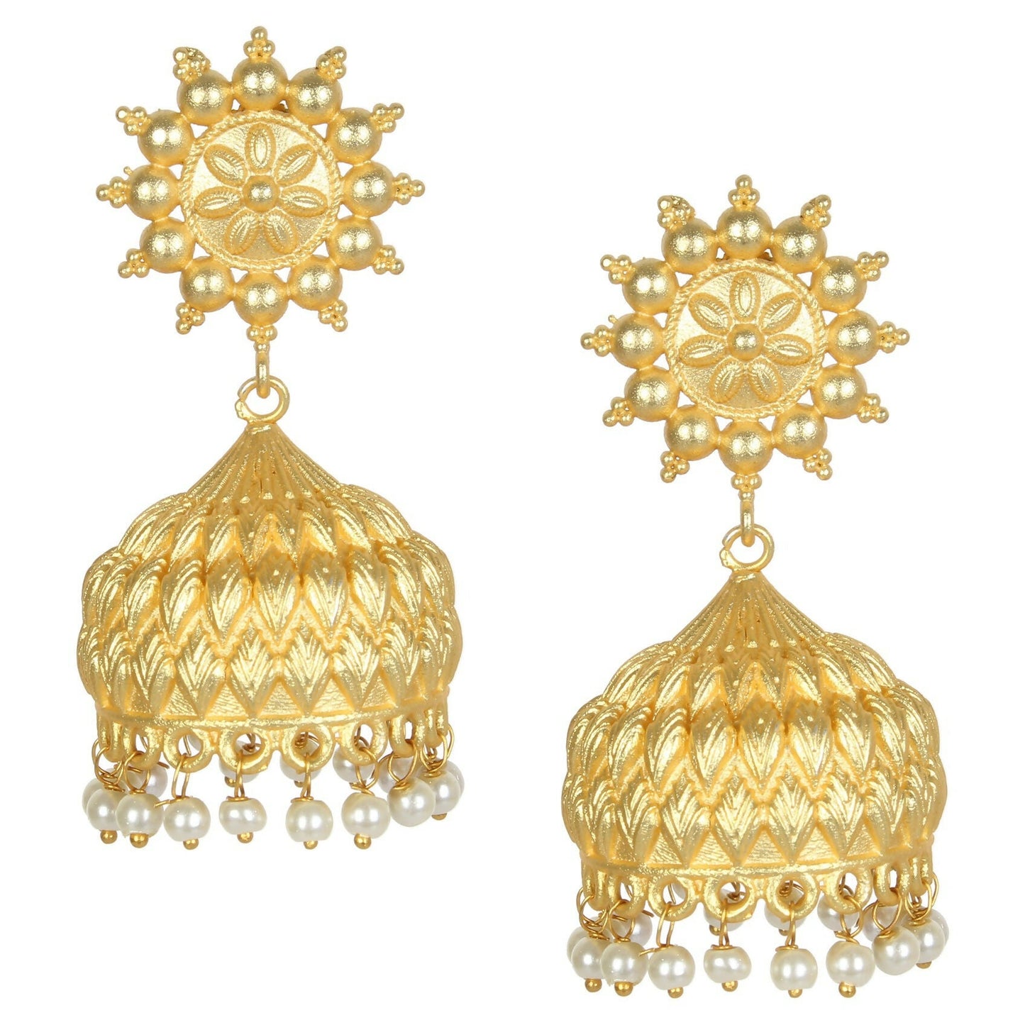 Joban Fashion Women Matte Gold Brass Jhumka | Swadesiicart