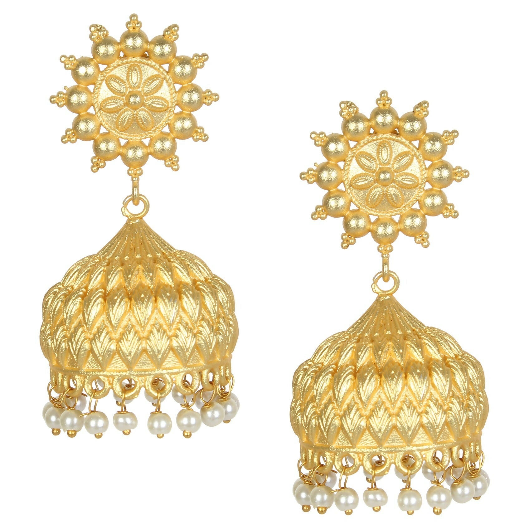 Joban Fashion Women Matte Gold Brass Jhumka | Swadesiicart