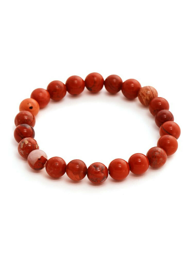 Red Jasper Elastic Bracelet - Ruby Raang | Swadesiicart