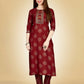 Jyoti Fashion Women's Maroon Viscose Rayon Embroidered Kurta Pant Set | Swadesiicart