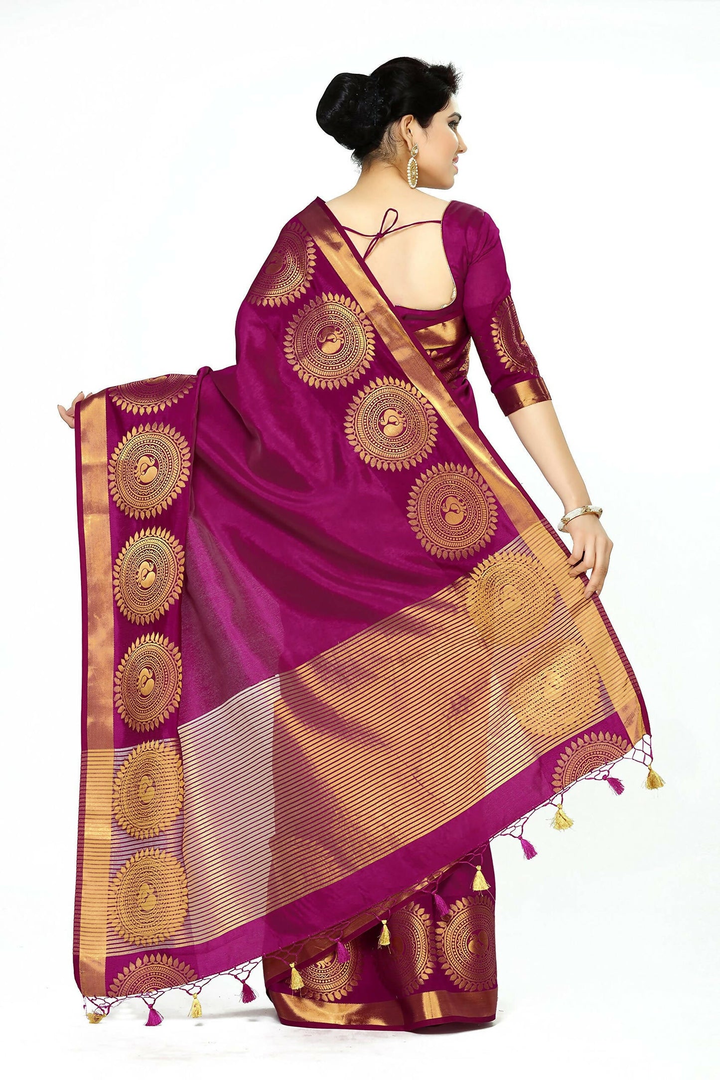 Mimosa Women's Purple Tussar Silk Banarasi Saree | Swadesiicart