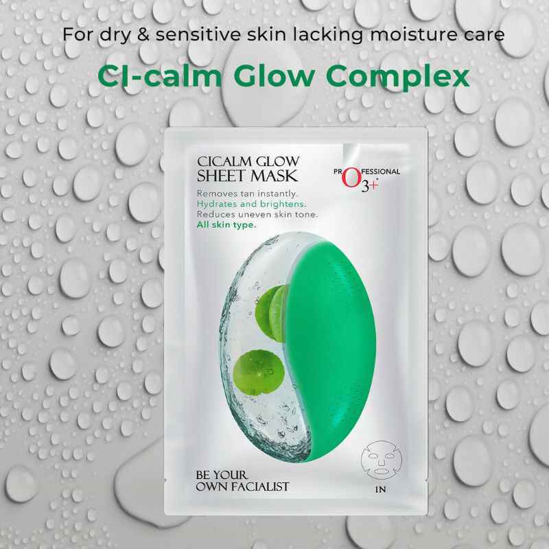 Professional O3+ Cicalm Glow Sheet Mask With Cica For D-Tan & Glow - Swadesiicart