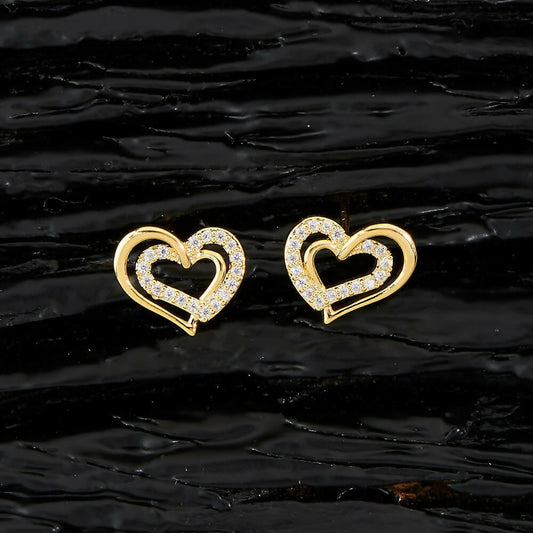 Joban Fashion Women Brass Golden White Ad Earrings - Swadesiicart