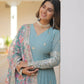Jyoti Fashion Women's Sky Blue Faux Georgette Sequins Zari Embroideredy Anarkali Dress with Dupatta | Swadesiicart