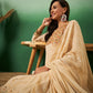 Light Orange Georgette Handwork Unstitched Dress Material - Hanika | Swadesiicart