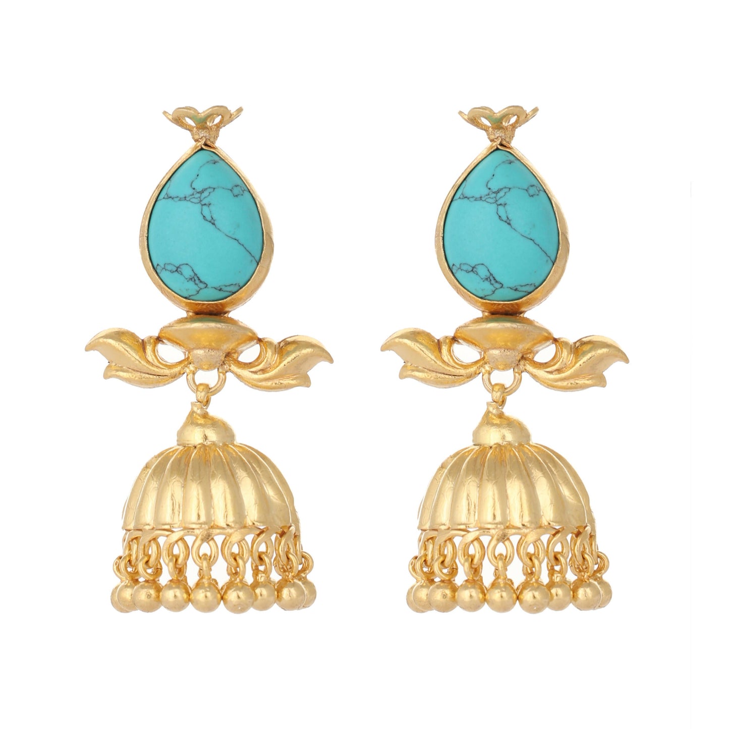 Nuyug 22K Gold Plated Turquoise Grace Earrings | Swadesiicart