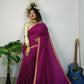 Exclusive Collection Beautiful Khadi Cotton Handloom Saree With Beautiful Zari Border - Purple - Swadesiicart