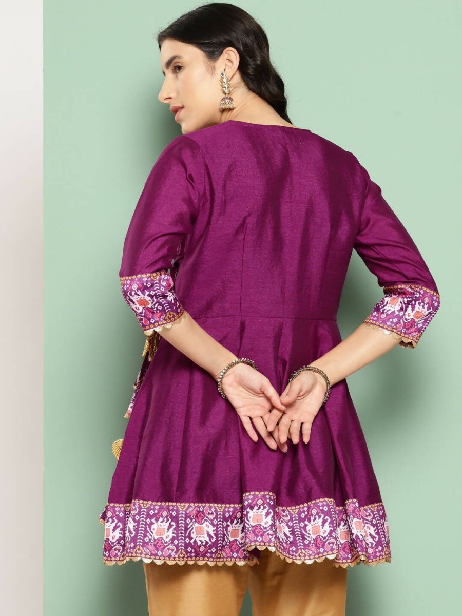 Ahalyaa Women's Traditional wear Tunic - Purple | Swadesiicart