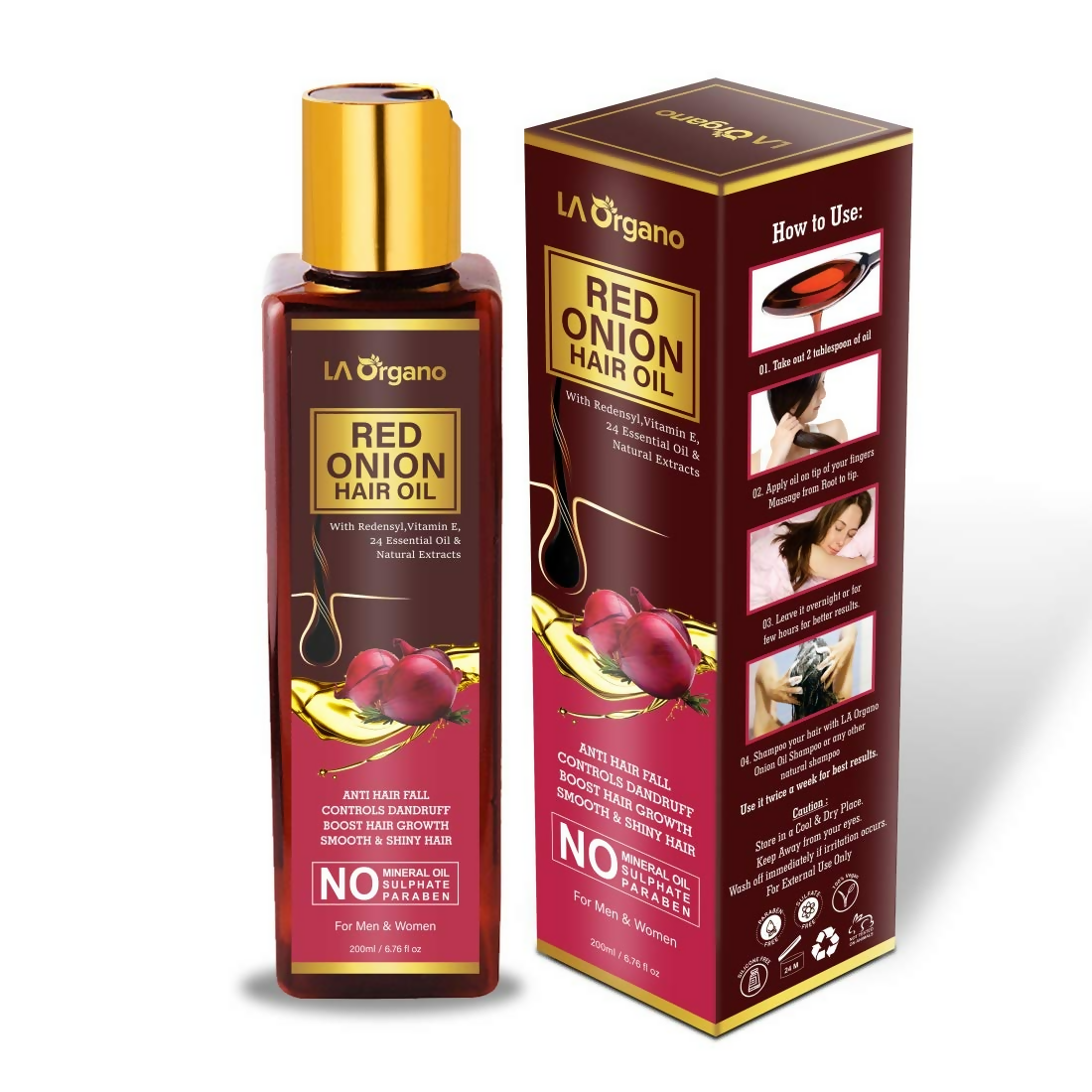 LA Organo Red Onion Hair Oil | Swadesiicart