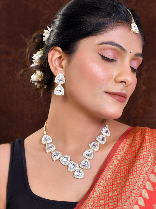 VOJ Women Silver Color stainless steel Jewellery Set - Swadesiicart