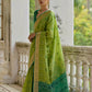 Vishnu Weaves Women's Pista Raw Silk Thread Ikkat Woven Saree with Blouse - Swadesiicart