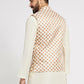 Ethnic India Cream Bundi Men's Jacket Geometric Polyester | Swadesiicart