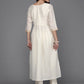 Ahalyaa Women Printed Pleated Kurta with Trousers - Off White Color | Swadesiicart