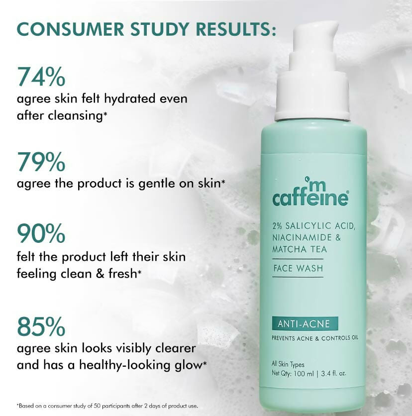 mCaffeine 2% Salicylic Acid Niacinamide & Matcha Tea Face Wash - Swadesiicart