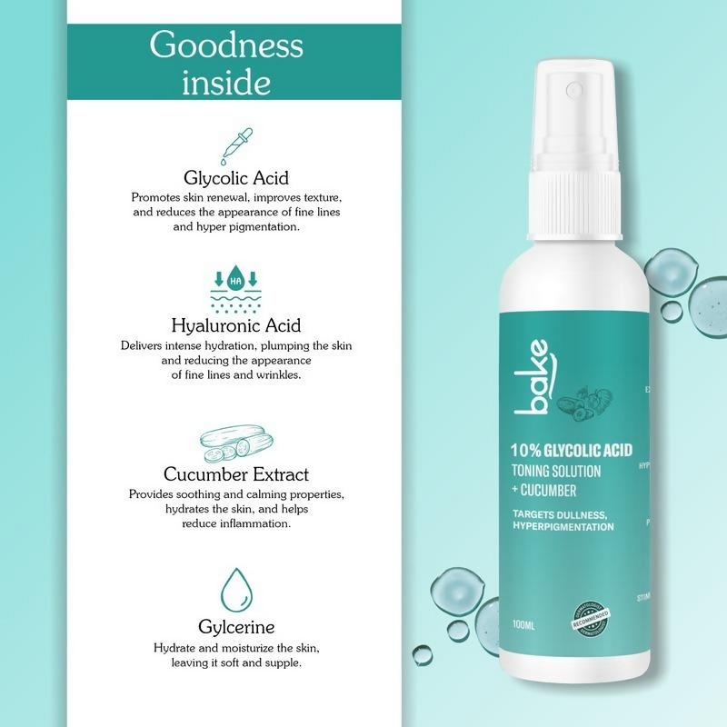 Bake 10% Glycolic Acid Toner For Pigmentation & Dark Spots | Swadesiicart