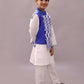 Lil Drama Shor-Gul White Kurta Pyjama with Blue Jacket Set For Boys | Swadesiicart
