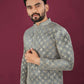 Anaita Grey Chikankari Work Viscose Rayon Straight Kurta