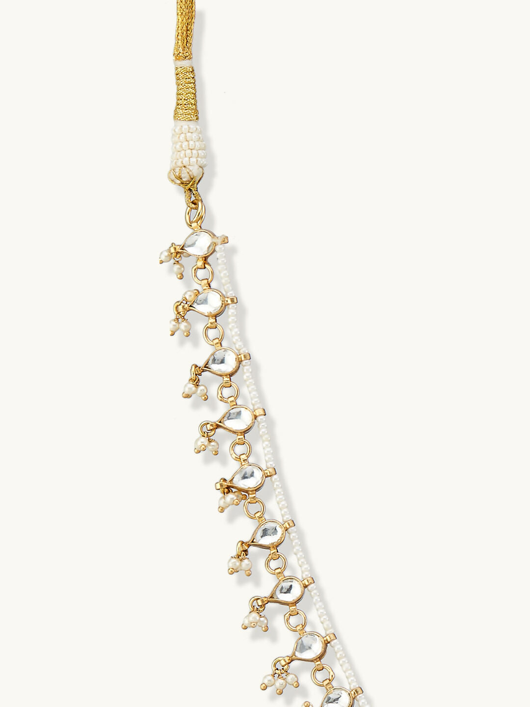 Nuyug 22K Gold-Plated Pearl Drops Matha Patti cum Necklace | Swadesiicart