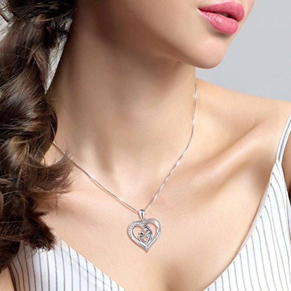 Cauer Elegant 14K White Gold Plated Moissanite Pendant Necklace | Swadesiicart