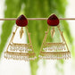 Joban Fashion Women Handcrafted Red Stone Matte Gold Earrings | Swadesiicart