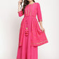 Ahalyaa Dark Pink Crepe Khari Print Dress For Women | Swadesiicart