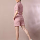 Myshka Women's Pink Solid Shirt Collar Party Shirt With Shorts Co-ord set - Swadesiicart