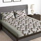 Story@home Brown & Pink Abstract Microfiber 180 TC Bedsheet With Pillow Cover - Swadesiicart