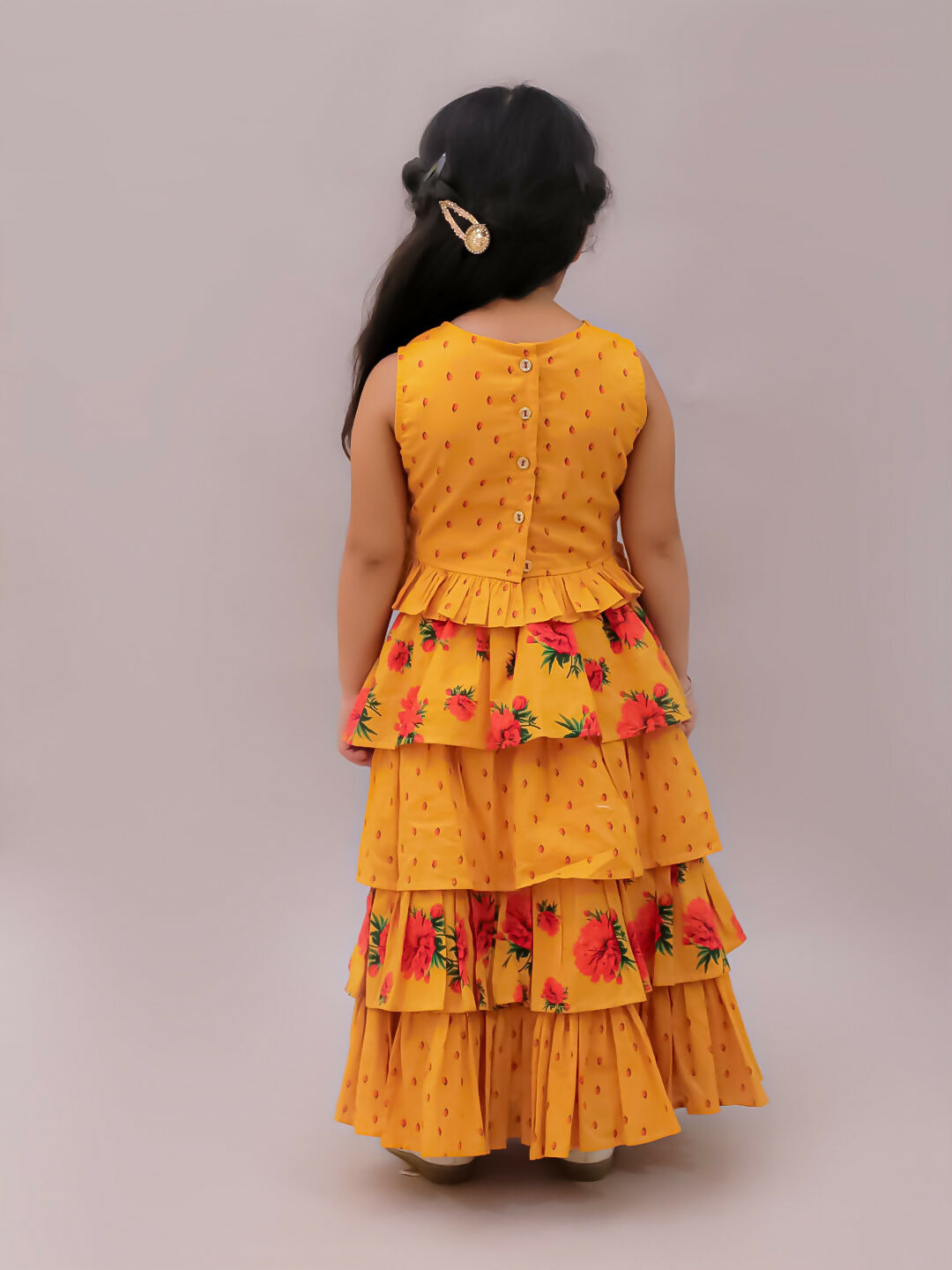 Lil Drama Genda Phool Mustard Choli and Lehanga Set For Girls | Swadesiicart