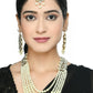 Mominos Fashion Johar Kamal Gold-Polished Rani Haar with White and Off white Pearls Jewellery Set - Swadesiicart