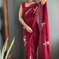 Aayaa Designer 1 min Hand Painted Ready to Wear saree - Maroon | Swadesiicart