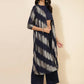 Janasya Women's Dark Blue Crepe Foil Printed Festive Crop Top Set | Swadesiicart