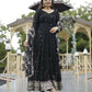 Jyoti Fashion Women's Black Faux Blooming Sequins with Zari Embroidery Anarkali Dress with Dupatta | Swadesiicart