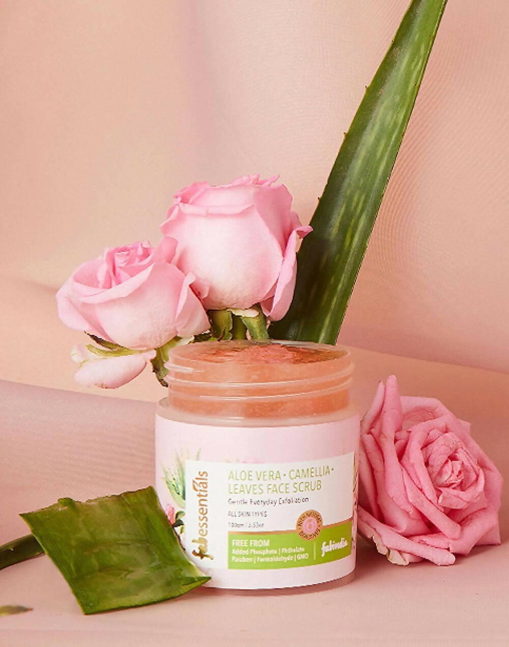 Fabessentials Aloe Vera Camellia Leaves Face Scrub - Swadesiicart