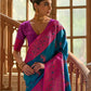 Vishnu Weaves Women's Firozi Banarasi Silk Kalamkari Zari Woven Saree with Blouse - Swadesiicart