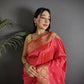Joban Fashion Red Banarasi Cotton Silk Woven Saree | Swadesiicart