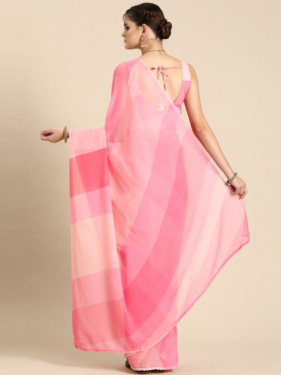 Ahalyaa Women's Traditional Semi Stitch Saree - Pink | Swadesiicart