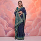 Vishnu Weaves Women's Navy-Blue Soft Silk Zari Woven Saree with Blouse - Swadesiicart