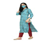 Lagi Women's Turquoise Blue Printed Straight Kurta & Pant (MC41A) | Swadesiicart