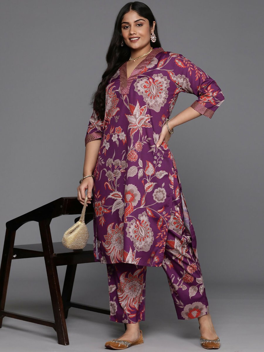 Ahalyaa Women's Traditional wear Kurta Set - Purple | Swadesiicart