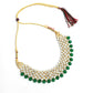 Mominos Fashion Johar Kamal Gold-Polished Rani Haar with Cream Green and Off white Pearls Jewellery Set - Swadesiicart