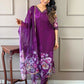Partywear Designer Tebby Wine Stitched Suit With Dupatta - Tanisha | Swadesiicart