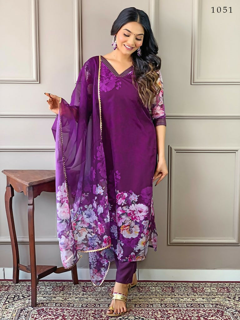 Partywear Designer Tebby Wine Stitched Suit With Dupatta - Tanisha | Swadesiicart