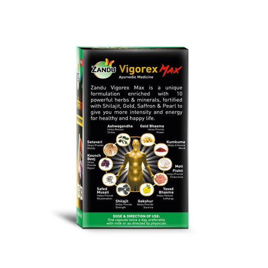 Zandu Vigorex Max Capsules - Swadesiicart